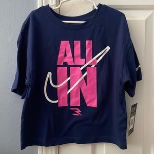 Nike Girls Navy “All In” Short Sleeve Shirt Size S (8-10)
